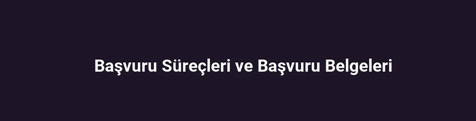 Başvuru Süreçleri ve Başvuru Belgeleri