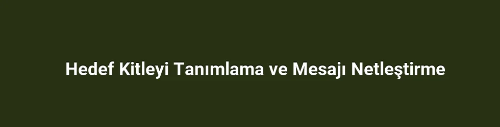 Hedef Kitleyi Tanımlama ve Mesajı Netleştirme
