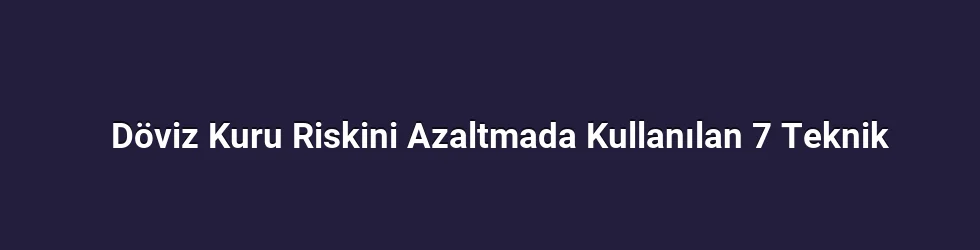 Döviz Kuru Riskini Azaltmada Kullanılan 7 Teknik
