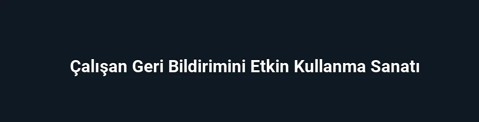 Çalışan Geri Bildirimini Etkin Kullanma Sanatı