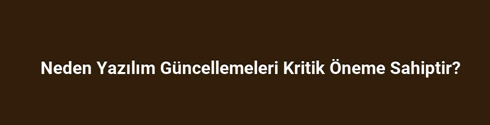 Neden Yazılım Güncellemeleri Kritik Öneme Sahiptir?