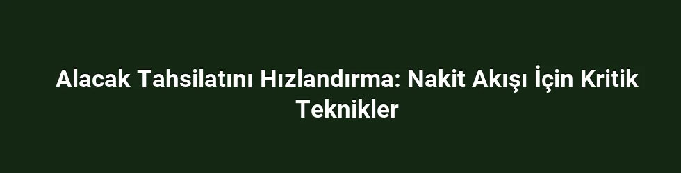 Alacak Tahsilatını Hızlandırma: Nakit Akışı İçin Kritik Teknikler