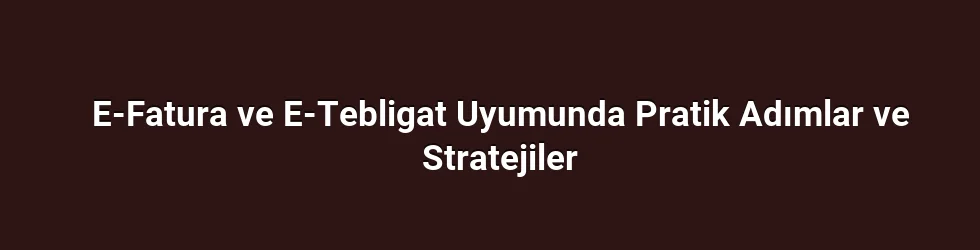 E-Tebligat Hizmetinin Güçlü Kurulumuna Giden Yol
