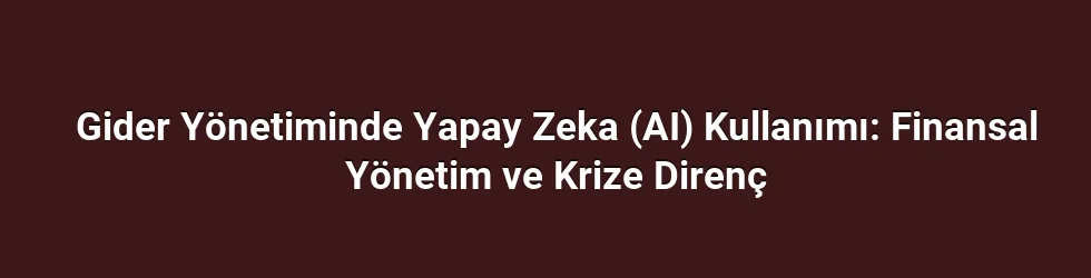 Gider Yönetiminde Yapay Zeka (AI) Kullanımı: Finansal Yönetim ve Krize Direnç