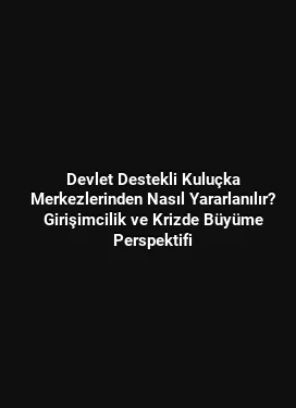 Devlet Destekli Kuluçka Merkezlerinden Nasıl Yararlanılır? Girişimcilik ve Krizde Büyüme Perspektifi