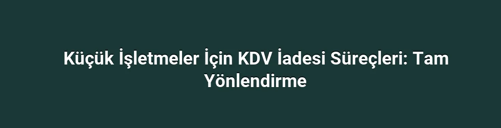 Örnek Vaka: Küçük Bir E-Ticaret İşletmesinde KDV İadesi