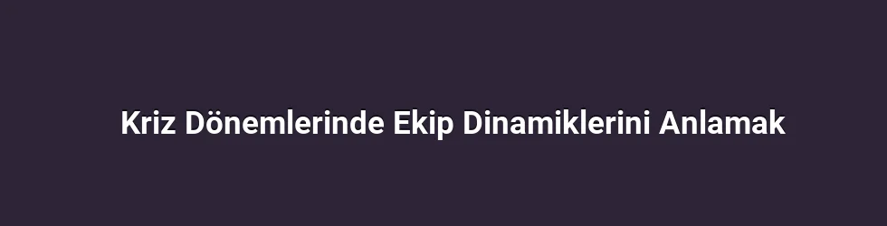 Kriz Dönemlerinde Ekip Dinamiklerini Anlamak