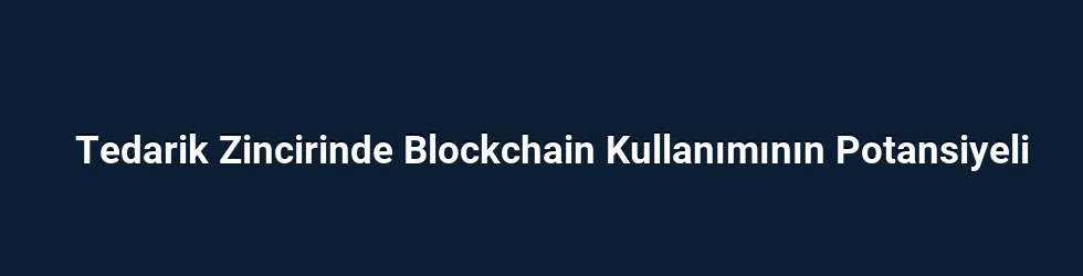 Tedarik Zincirinde Blockchain Kullanımının Potansiyeli