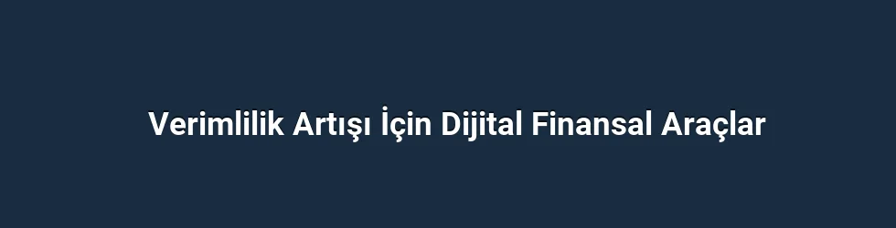 Verimlilik Artışı İçin Dijital Finansal Araçlar