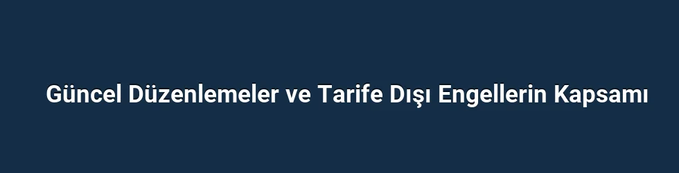 Güncel Düzenlemeler ve Tarife Dışı Engellerin Kapsamı