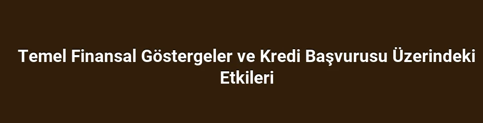 Temel Finansal Göstergeler ve Kredi Başvurusu Üzerindeki Etkileri