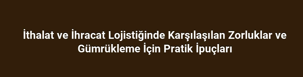 İthalat ve İhracat Lojistiğinde Karşılaşılan Zorluklar ve Gümrükleme İçin Pratik İpuçları
