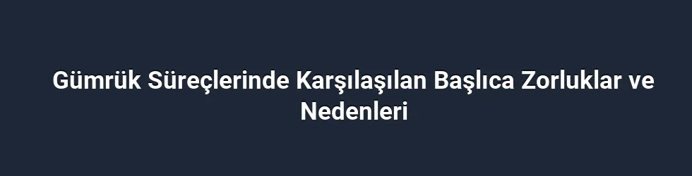 Gümrük Süreçlerinde Karşılaşılan Başlıca Zorluklar ve Nedenleri