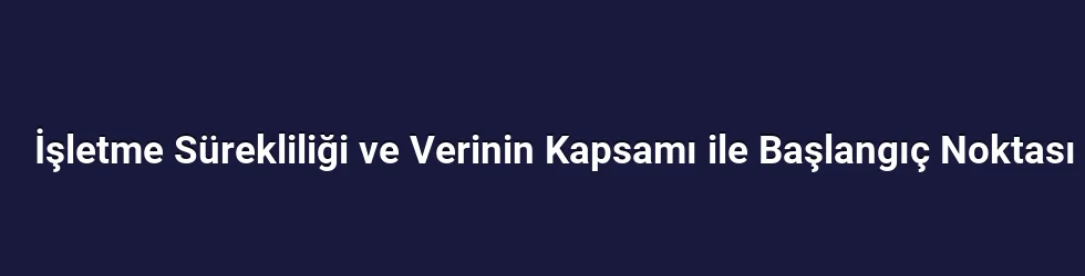 İşletme Sürekliliği ve Verinin Kapsamı ile Başlangıç Noktası