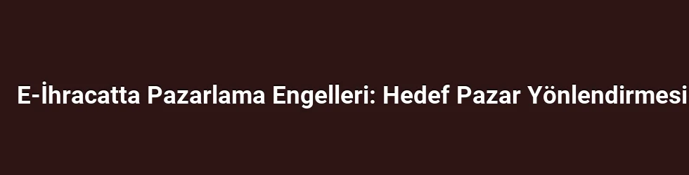 E-İhracatta Pazarlama Engelleri: Hedef Pazar Yönlendirmesi