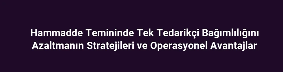 Hammadde Temininde Tek Tedarikçi Bağımlılığını Azaltmanın Stratejileri ve Operasyonel Avantajlar