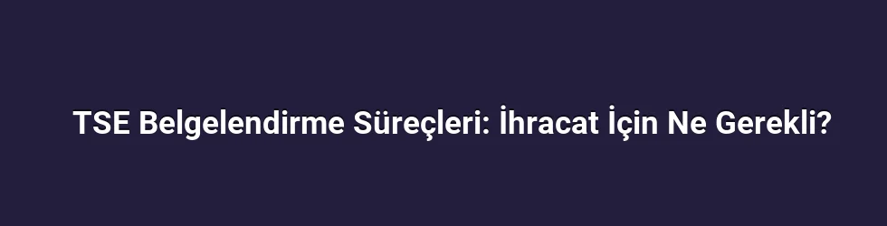 TSE Belgelendirme Süreçleri: İhracat İçin Ne Gerekli?