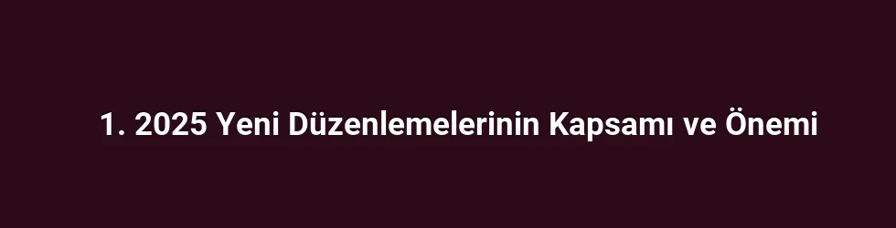 1. 2025 Yeni Düzenlemelerinin Kapsamı ve Önemi
