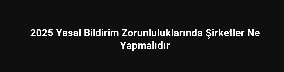 2025 Yasal Bildirim Zorunluluklarında Şirketler Ne Yapmalıdır