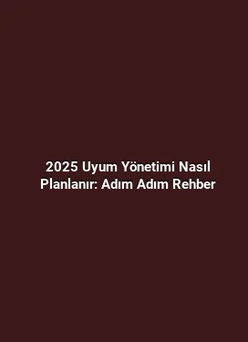 2025 Uyum Yönetimi Nasıl Planlanır: Adım Adım Rehber