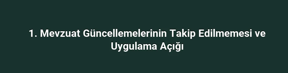 1. Mevzuat Güncellemelerinin Takip Edilmemesi ve Uygulama Açığı