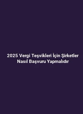 2025 Vergi Teşvikleri İçin Şirketler Nasıl Başvuru Yapmalıdır