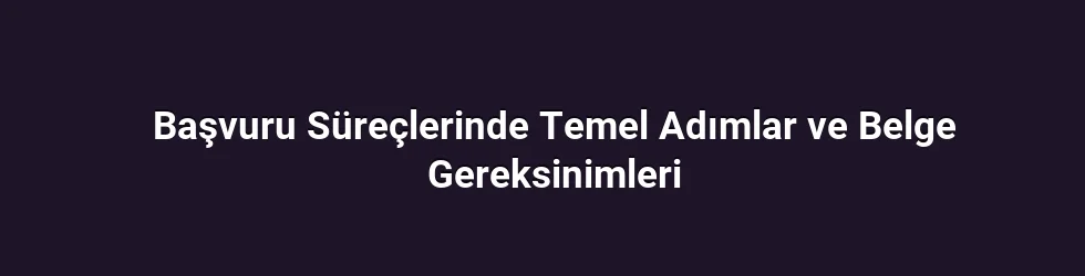 Başvuru Süreçlerinde Temel Adımlar ve Belge Gereksinimleri