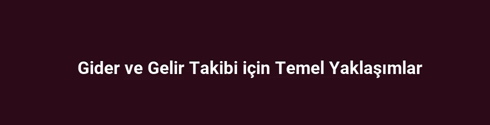 Gider ve Gelir Takibi için Temel Yaklaşımlar