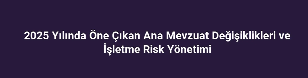 2025 Yılında Öne Çıkan Ana Mevzuat Değişiklikleri ve İşletme Risk Yönetimi