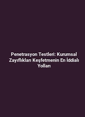 Penetrasyon Testleri: Kurumsal Zayıflıkları Keşfetmenin En İddialı Yolları