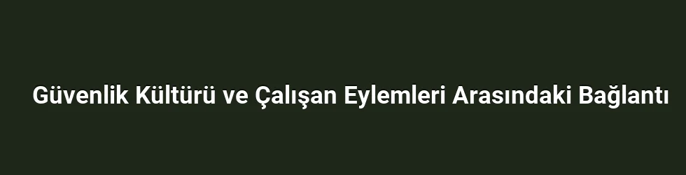 Güvenlik Kültürü ve Çalışan Eylemleri Arasındaki Bağlantı