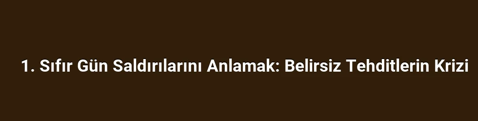 1. Sıfır Gün Saldırılarını Anlamak: Belirsiz Tehditlerin Krizi