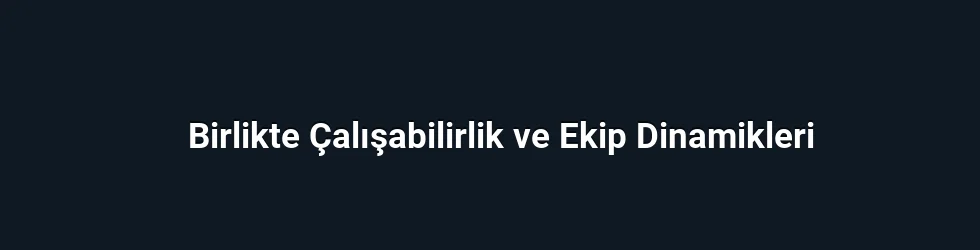 Birlikte Çalışabilirlik ve Ekip Dinamikleri
