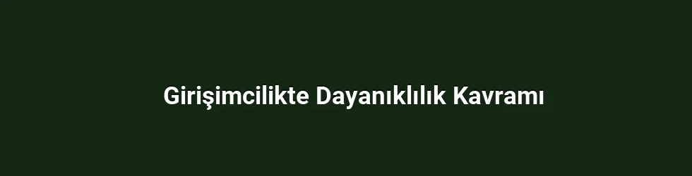 Girişimcilikte Dayanıklılık Kavramı