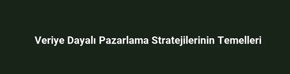Veriye Dayalı Pazarlama Stratejilerinin Temelleri