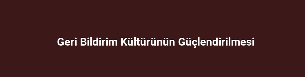 Geri Bildirim Kültürünün Güçlendirilmesi