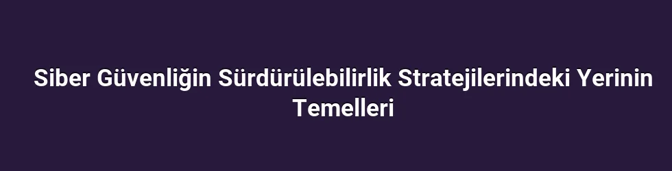 Siber Güvenliğin Sürdürülebilirlik Stratejilerindeki Yerinin Temelleri