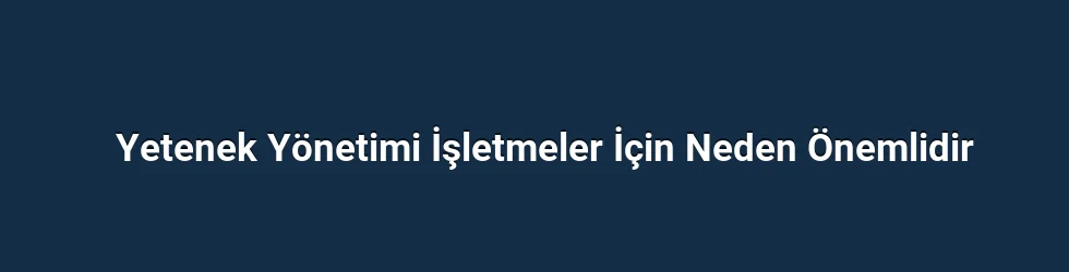 Yetenek Yönetimi İşletmeler İçin Neden Önemlidir