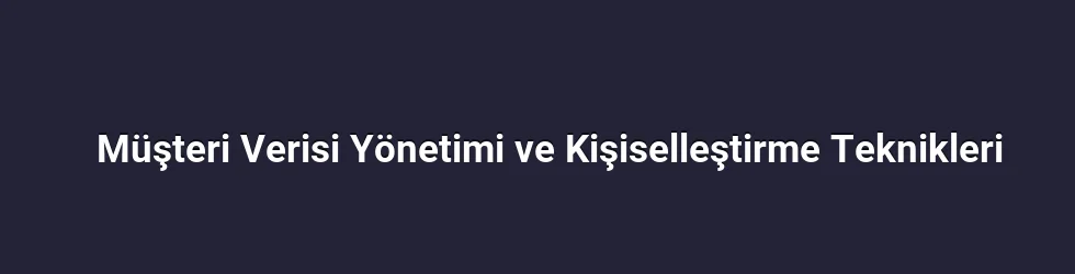 Müşteri Verisi Yönetimi ve Kişiselleştirme Teknikleri