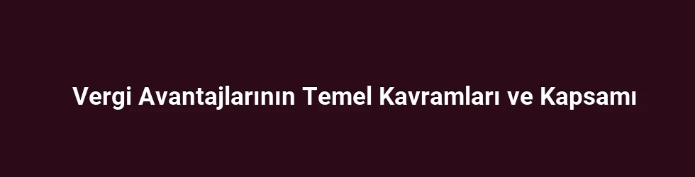 Vergi Avantajlarının Temel Kavramları ve Kapsamı