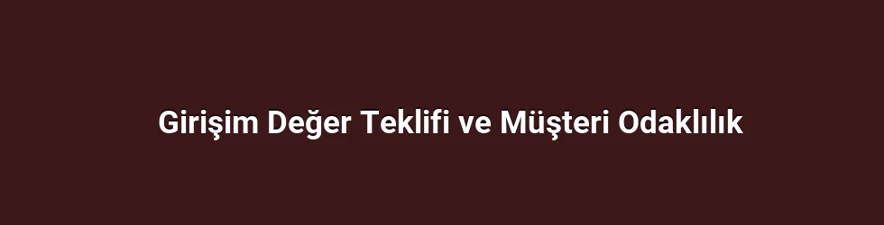 Girişim Değer Teklifi ve Müşteri Odaklılık