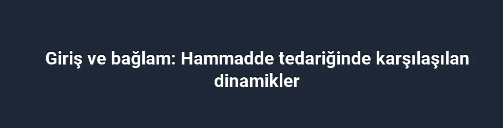 Giriş ve bağlam: Hammadde tedariğinde karşılaşılan dinamikler