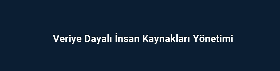 Veriye Dayalı İnsan Kaynakları Yönetimi