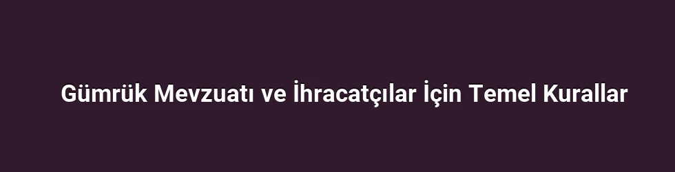 Gümrük Mevzuatı ve İhracatçılar İçin Temel Kurallar