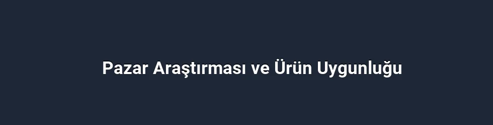 Pazar Araştırması ve Ürün Uygunluğu