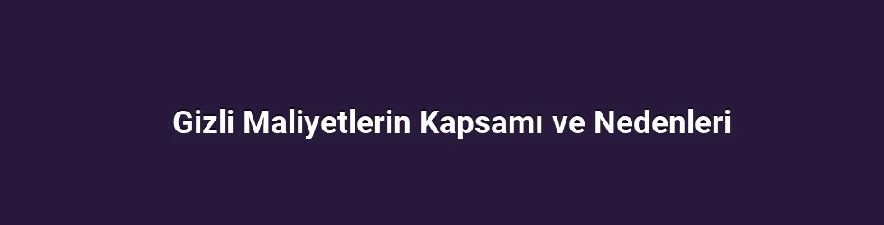 Gizli Maliyetlerin Kapsamı ve Nedenleri