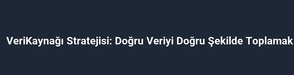 VeriKaynağı Stratejisi: Doğru Veriyi Doğru Şekilde Toplamak
