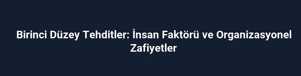Birinci Düzey Tehditler: İnsan Faktörü ve Organizasyonel Zafiyetler