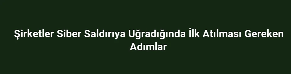 Şirketler Siber Saldırıya Uğradığında İlk Atılması Gereken Adımlar