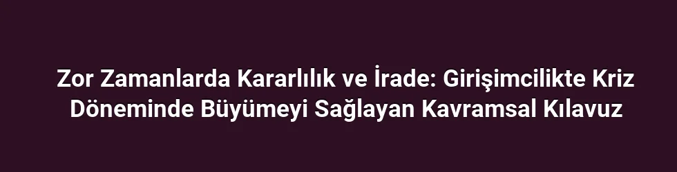 Zor Zamanlarda Kararlılık ve İrade: Girişimcilikte Kriz Döneminde Büyümeyi Sağlayan Kavramsal Kılavuz